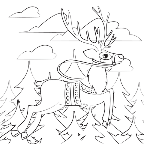 Christmas Reindeer From Reindeer Coloring Page